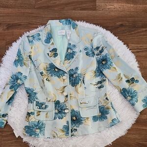 Emma James Floral Blazer - Blue and Yellow
